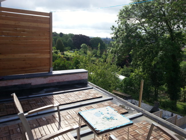 Colocation sur Namur – espace dispo: un duplex 90m² + Terrasse Sud et Jardin forêt nourricier partagé